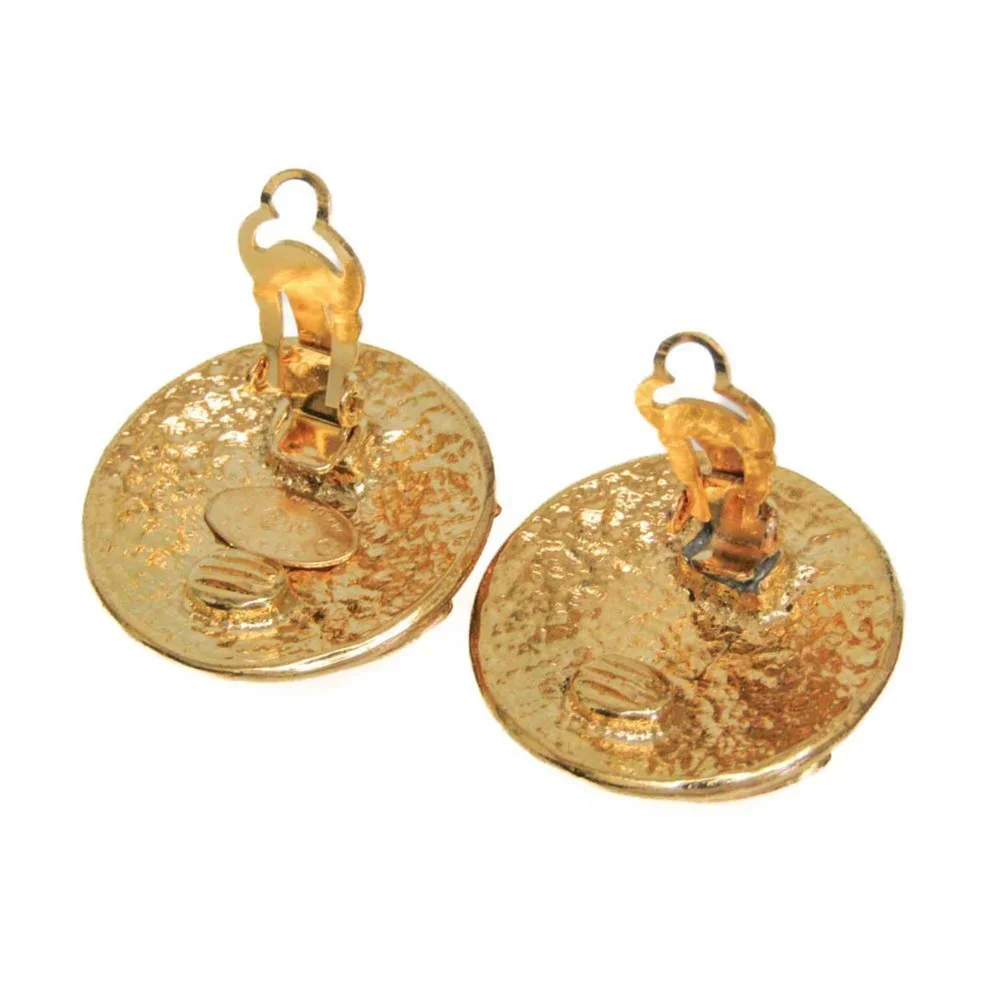 CHANEL Vintage Gold Logo Earrings